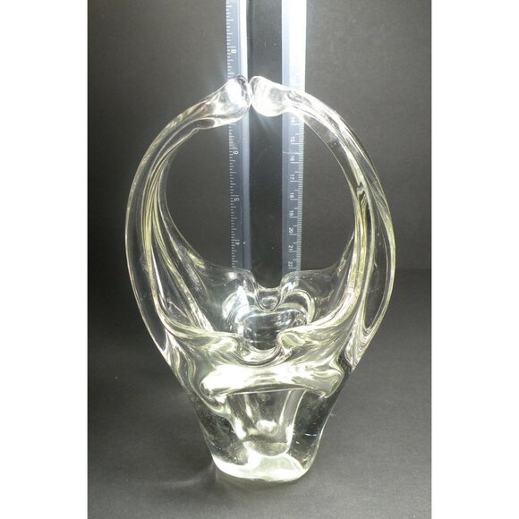 Vintage Murano Hand Blown Clear Glass Abstract Art Basket/Candy Dish - Picture 7 of 12